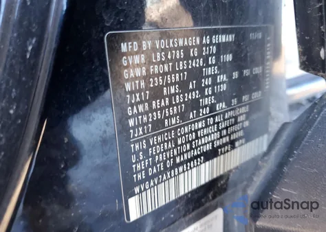 2011 Volkswagen Tiguan S z USA, uszkodzony, nr VIN WVGAV7AX8BW526527